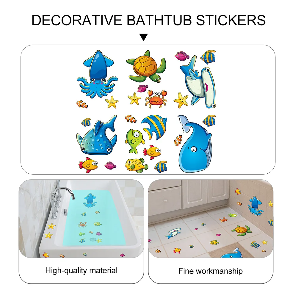 Bathtub Stickers Anti Slip Bathtub Stickers Anti Slip Stickers 1 Set PVC Bathtub Sticker Marine Animals Bathtub Appliques Anti-Slip Wall Sticker Anti-Skid Floor Stickers Kids Bathroom Decals