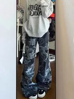 Women Black Gothic Dragon Print Jeans Baggy Vintage Aesthetic Cowboy Pants Harajuku Denim Trousers Y2k Trashy 2000s Clothes 2024 - Image 2