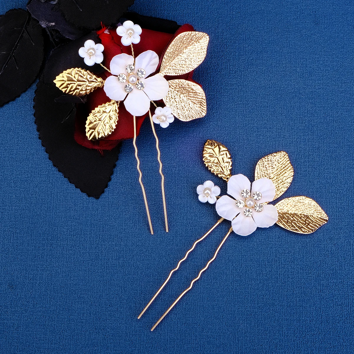Bridal Hair Accessories Fashion Pearl Crystal Hairpins Bridal Tiara Hair Accessories U-shaped Pin Metal Barrette Wedding Party Hair Clips For Women