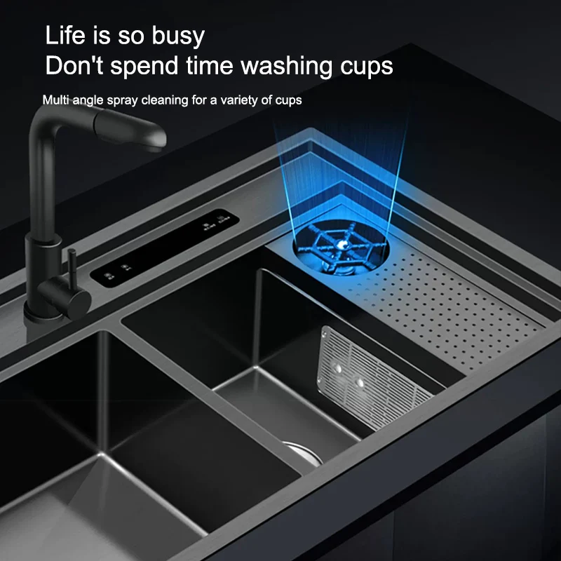 Kitchen Sink Stainless Steel Dishwashing Sink Ultrasonic Dishwasher Multifunctional Intelligent Net Washer For Kitchen