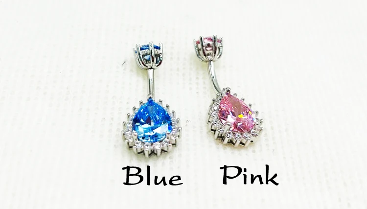 925 Sterling Silber Farbe blau rosa Zirkon 14g Nabel Piercing Bauch Schmuck – Detail 2