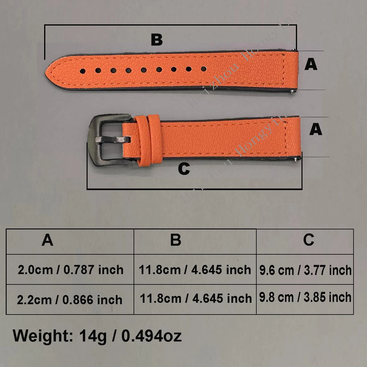 Premium PU Leather Smart Watch Band - 22mm/20mm Adjustable Strap