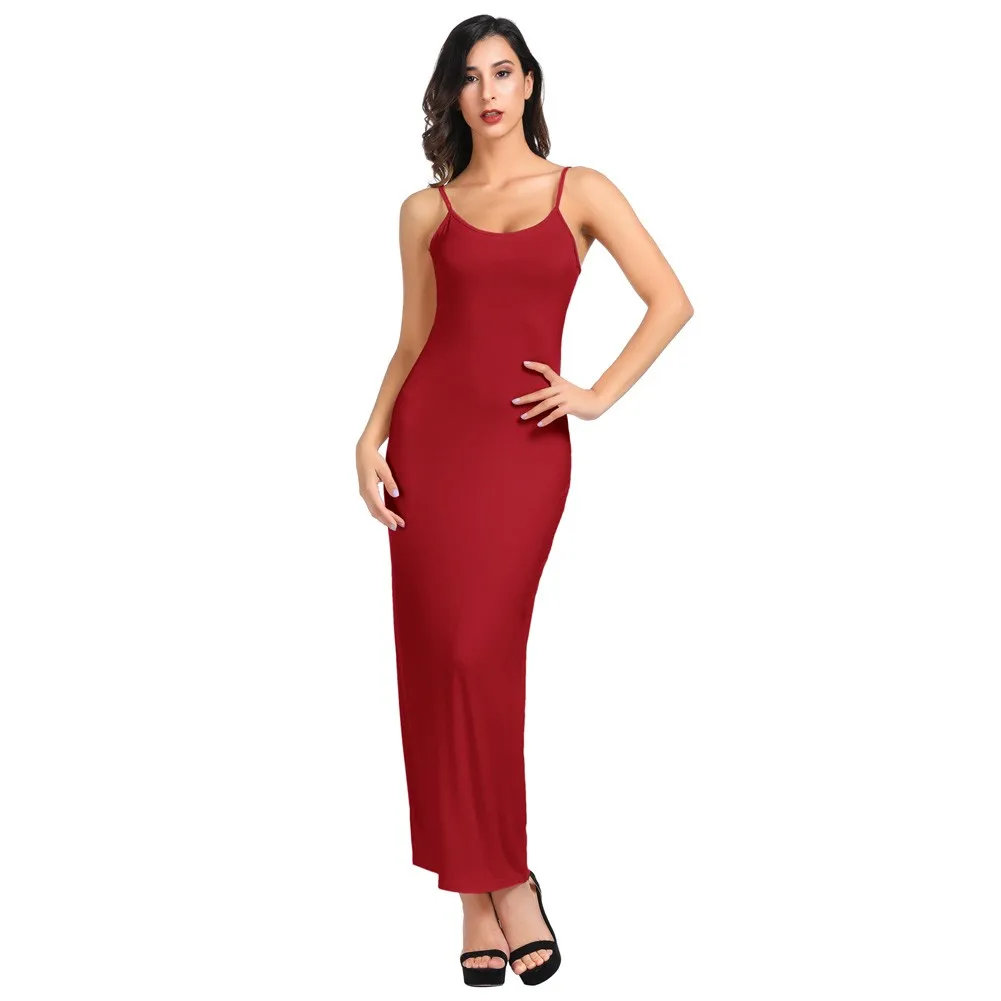 KK Women's Comfy Rayon Spaghetti Straps Long Slip Dress Full Slip Hips-wrapped Slim Fit Sexy Fashion Lady Party Evening Dresses