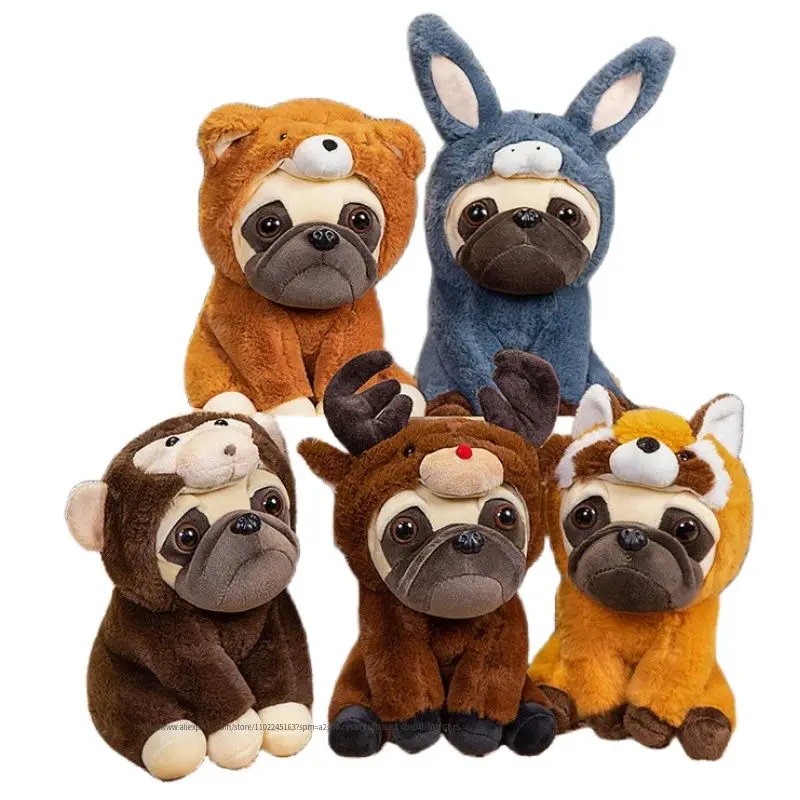 

22cm Funny Shar Pei Dog Plush Toy Ugly Creative Turn Into Cartoon Monkey Bear Accompany Doll Throw Pillow Kids' Birthday Gift