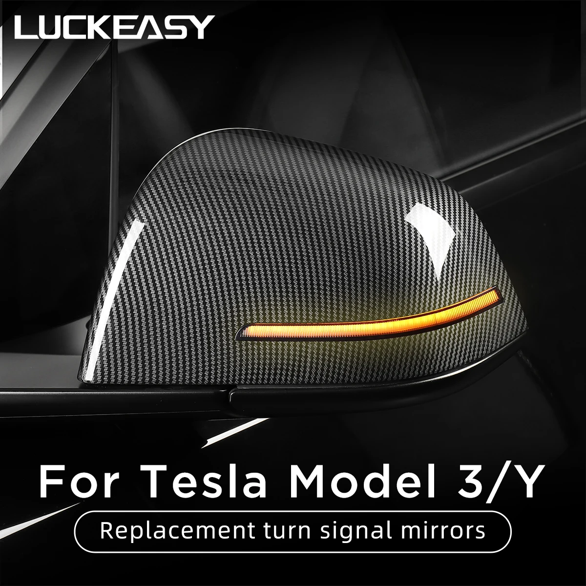 For Tesla Model 3 Y 2022 Replacement Rearview Mirror Cover Led Turn