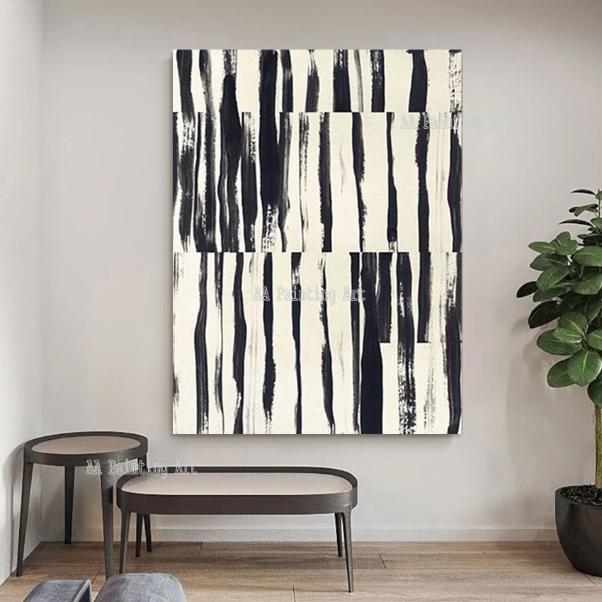

Modern New Arrival Abstract Black White Acrylic Painting Wall Decoration Murals Art 100% Hand Painted Wall Canvas Picture
