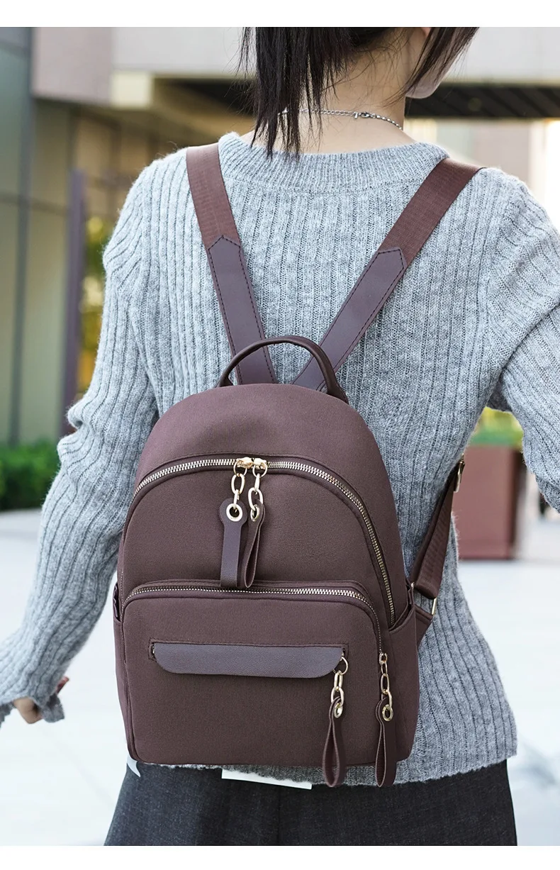 2026 Persönlichkeit, hochwertiger Rucksack, Trend-Reise, kleiner Rucksack für Damen, vielseitig, modisch, Farbblock, Diebstahlsicherung, College-Taschen – Detail 22