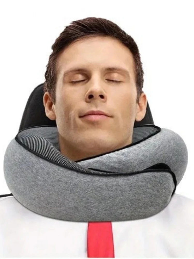Travel pillow on airplane seat