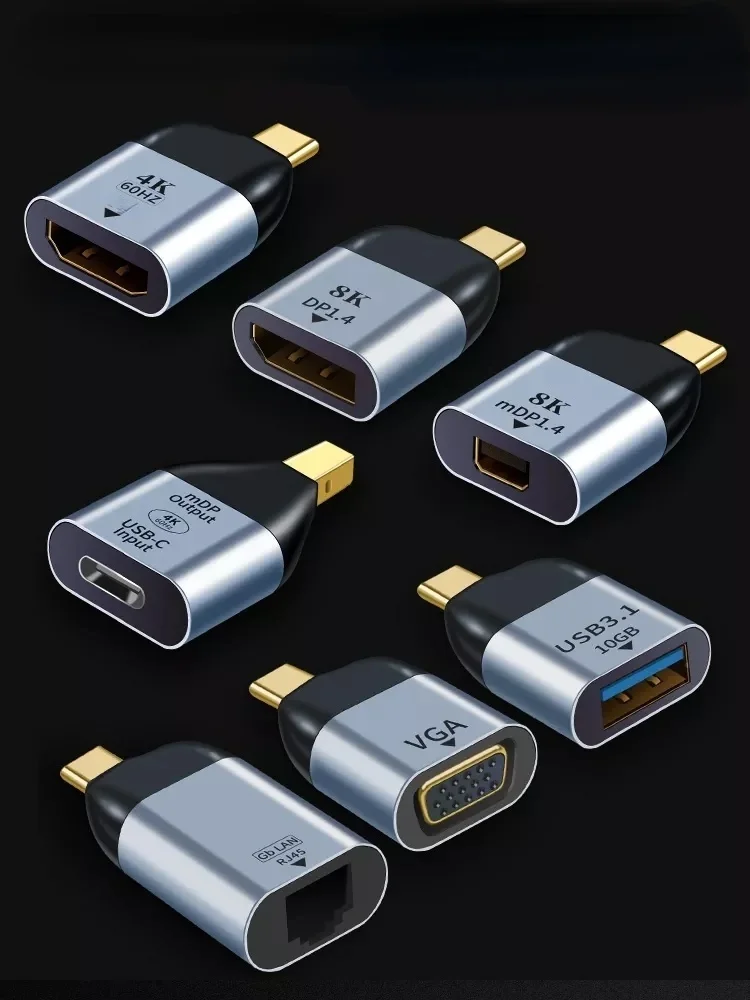 Anmck Usb c-HDMI ȣȯ  C ̺  8k VGA MiniDP DP 1.4 DisplayPort RJ45  C Ʈ TV  Macbook 
