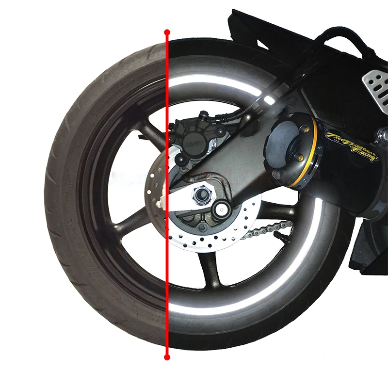 Motorcycle Wheel Tire Stickers Strips Reflective Rim Tape Decals Strips 17-18 Inch Universal motorcycle wheel stickers