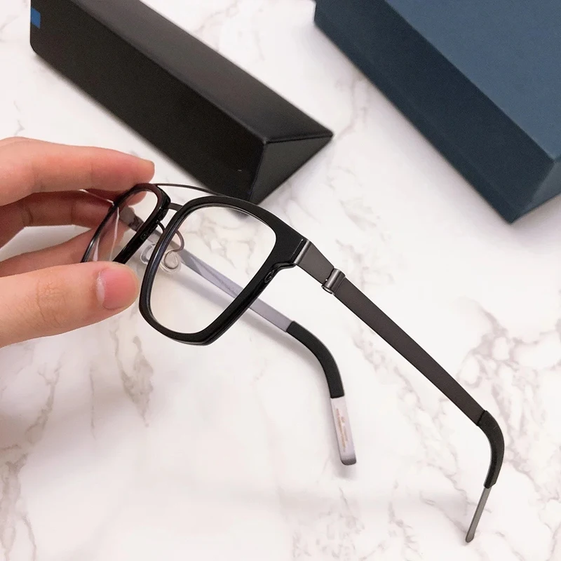 Dänemark Pilot Brille Rahmen Männer Frauen Titan acetat 4507 ultraleichte schrauben lose Brille Doppels trahl Brillen Rezept – Detail 5