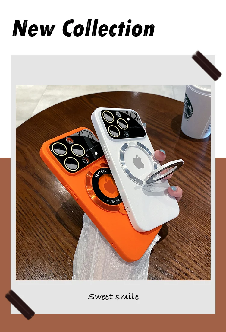 Magsafe – coque de téléphone mince et mate avec support PC, étui de protection d'objectif en verre pour iPhone 15 14 13 12 11 Pro Max Plus_voghion.com