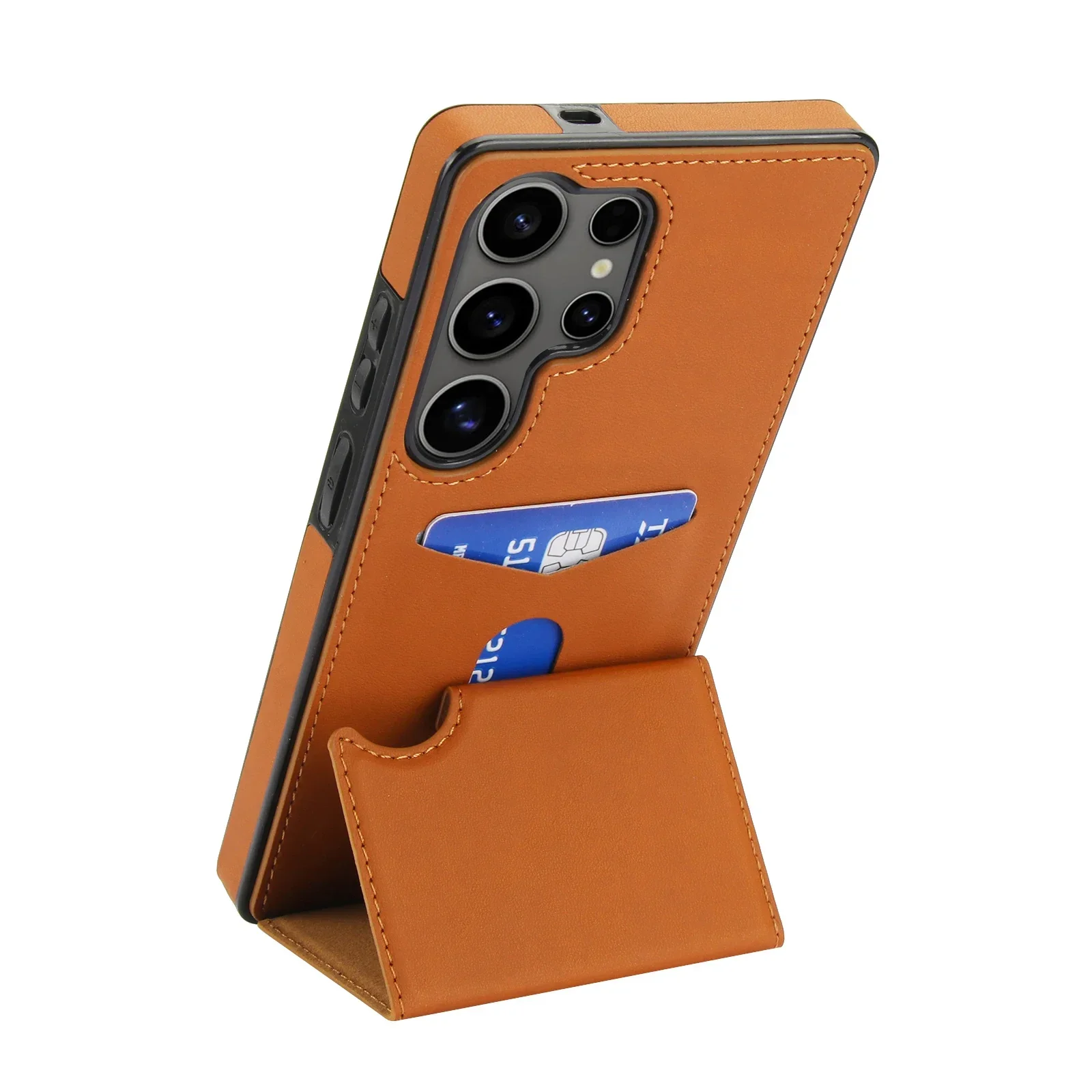 Luxury Leather Wallet Case with Card Holder and Shockproof Back Cover