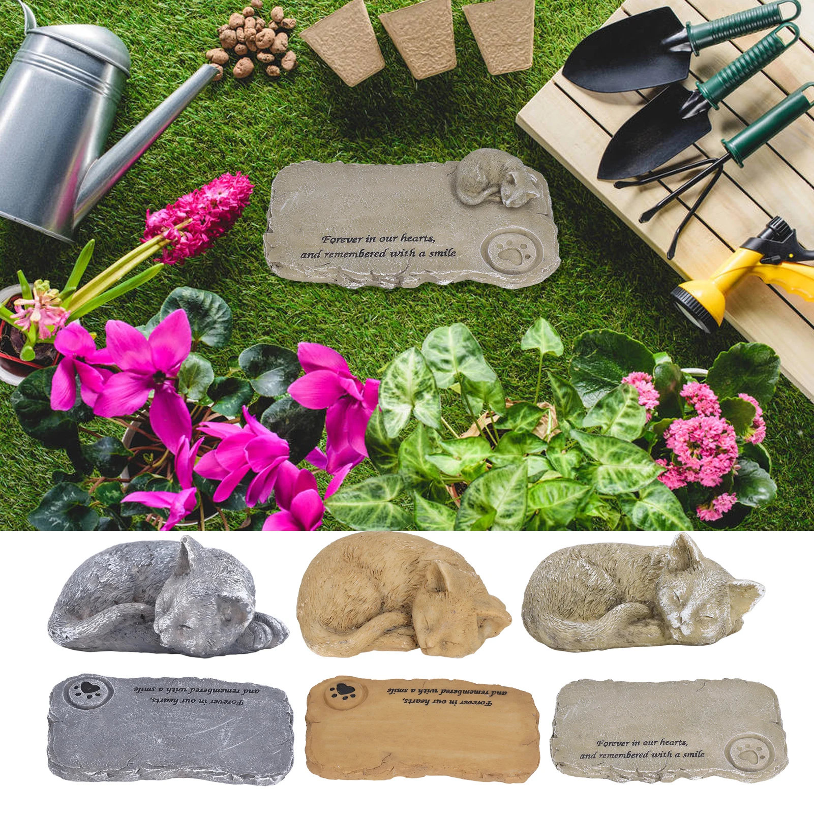 Pet Gravestone Weatherproof Resin Pet Memorial Garden Stone for Garden Outdoor Yard with pet memorial stones