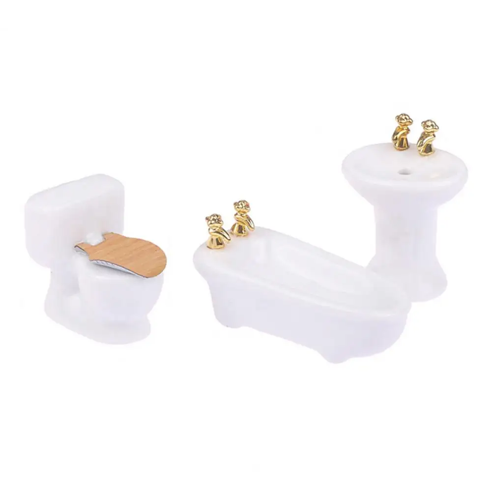 

Dollhouse Miniature Dollhouse Miniature Accessories Set Toilet Bathtub Basin Models with Smooth Surface Good Detail for Photo