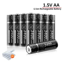 PALO 1.5V Constant Voltage AA Rechargeable Li-ion battery 3400mWh for remote control mouse small fan Electric toy + battery box 1
