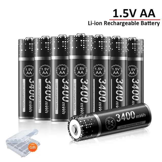 PALO 1.5V Constant Voltage AA Rechargeable Li-ion battery 3400mWh for remote control mouse small fan Electric toy + battery box 1