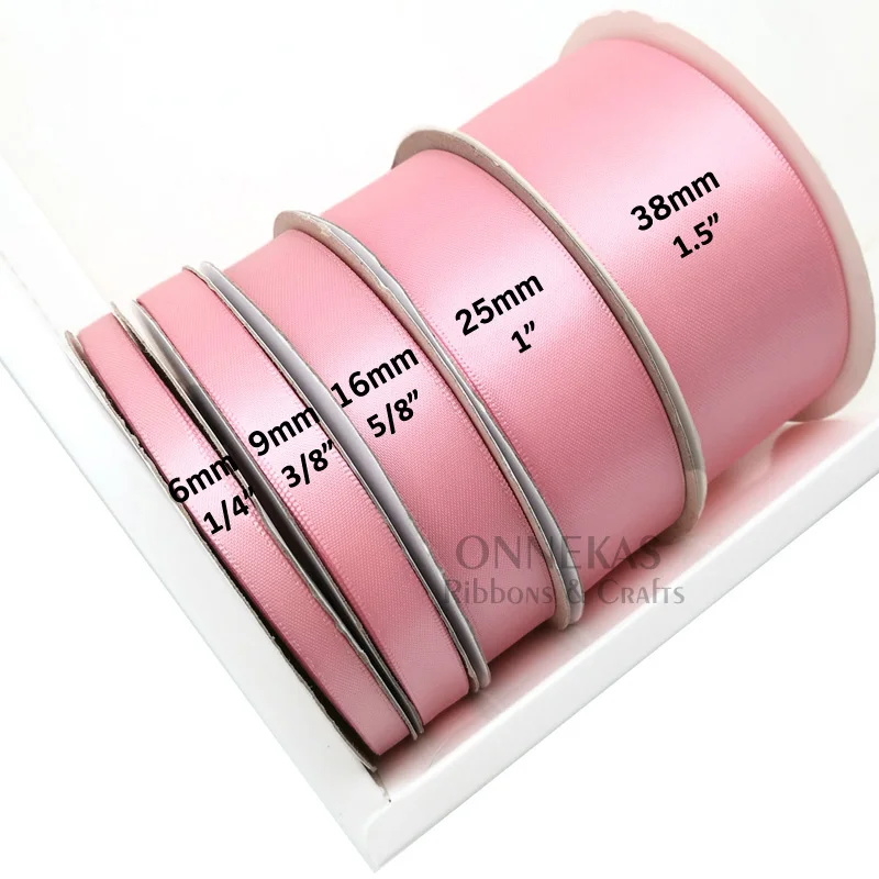Luxurious Pink Double Face Satin Ribbon - 100% Polyester Silky Tape