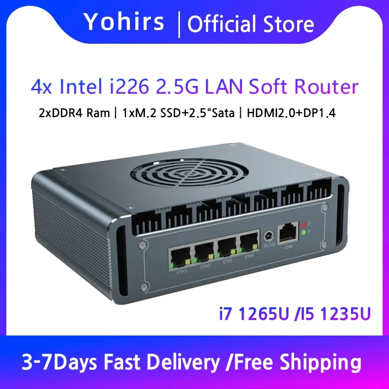 Fanless Mini PC Alder Lake Intel Core i7 1265U i5-1235U Pentium Gold 8505  4x Intel i226V 2.5G LAN DDR4 pfSense Firewall Router - AliExpress