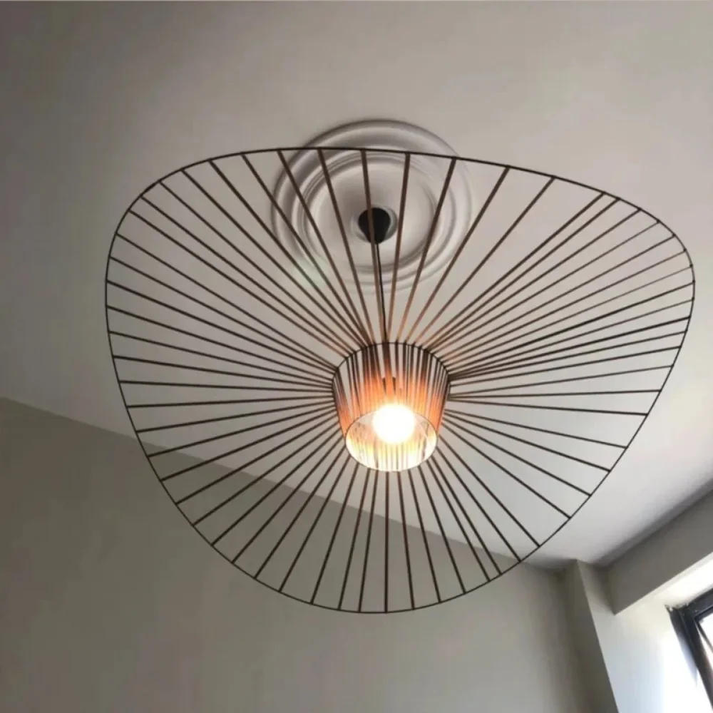 LED Chandelier Ceiling Chandelier LED Pendant Light Nordic Creative Cloth Stripe Straw Hat Chandelier Living Room Bedroom Restaurant Kitchen Designer Led Pendant Lamp Decor Light