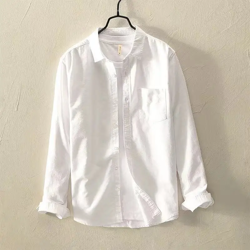 Spring Autumn New Turn-down Collar Fashion Long Sleeve Shirt Man High Street Casual Button Cardigan Cotton All-match Office Tops