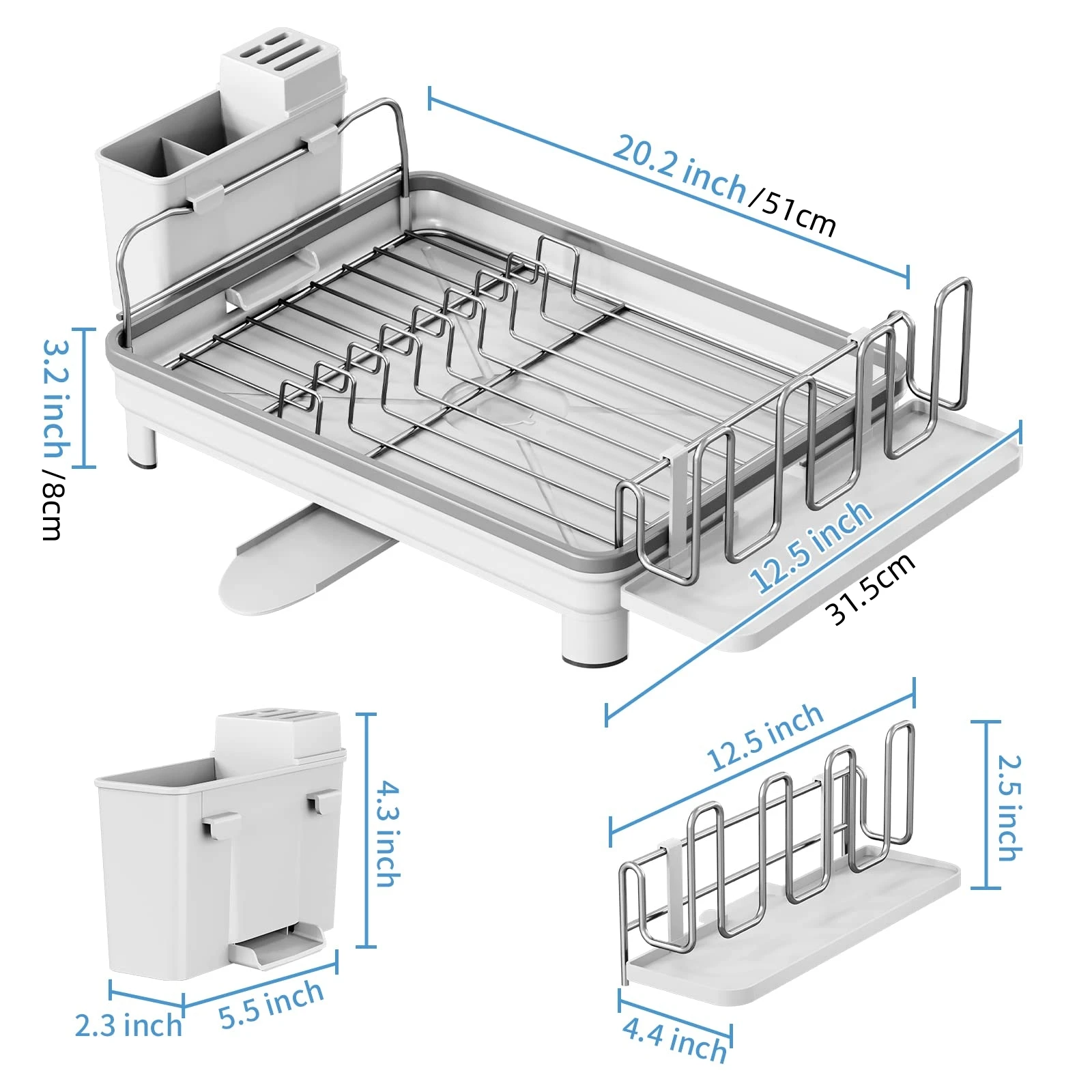 Boosiny Dish Racks for Kitchen Counter, 304 Stainless Steel Large Dish Rack  and Drainboard Set, . Size Dish Drainer with - AliExpress