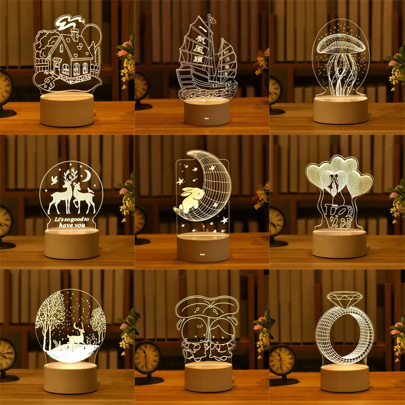 3D Lamp Acrylic USB LED Night Lights Neon Sign Lamp Xmas Christmas Decorations for Home Bedroom Birthday Decor Wedding Gifts led night light night light