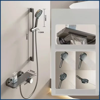 ชุดฝักบัวอาบน้ำอลูมิเนียม Apace แบบติดผนัง พร้อมก๊อกน้ำแบบเรนชาวเวอร์ แรงดันสูง 1