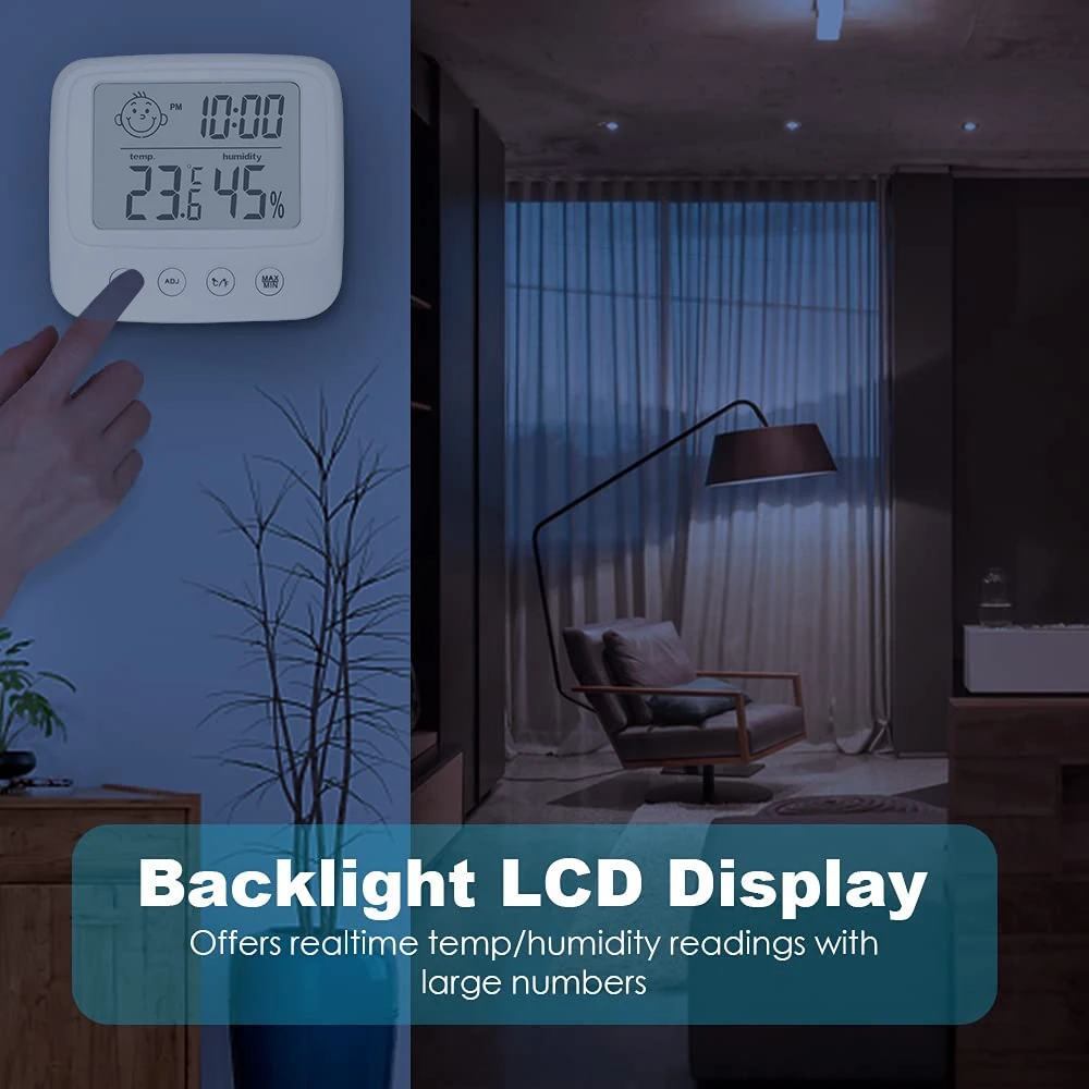 Thermometer Hygrometer LCD Digital Backlight Temperature Indoor Humidity Meter Sensor Electronic Weather Station Meter Room Baby