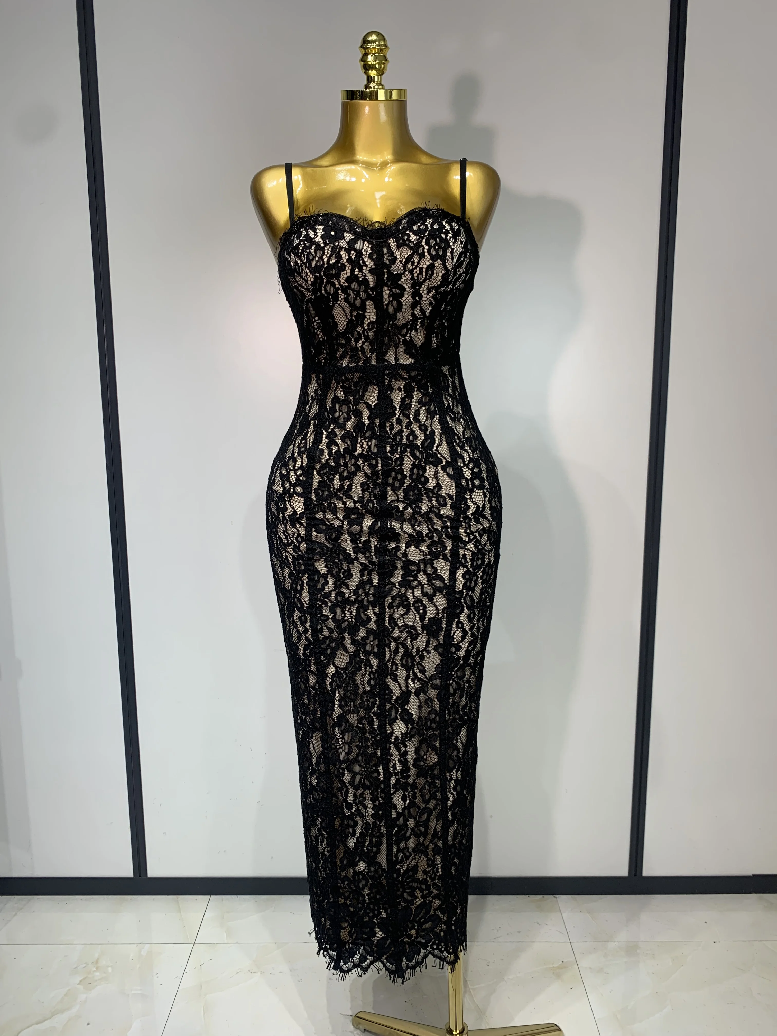 Women Sleeveless Sexy Black Lace Bodycon Long Dress Nightclub Party  Celebrate Birthday Evening Party Wedding Guest Prom Gowns - AliExpress  200000345