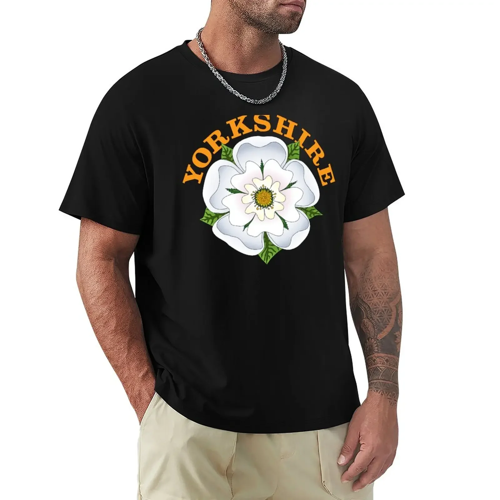 

White Rose of Yorkshire T-Shirt oversizeds quick drying korean fashion clothes for men