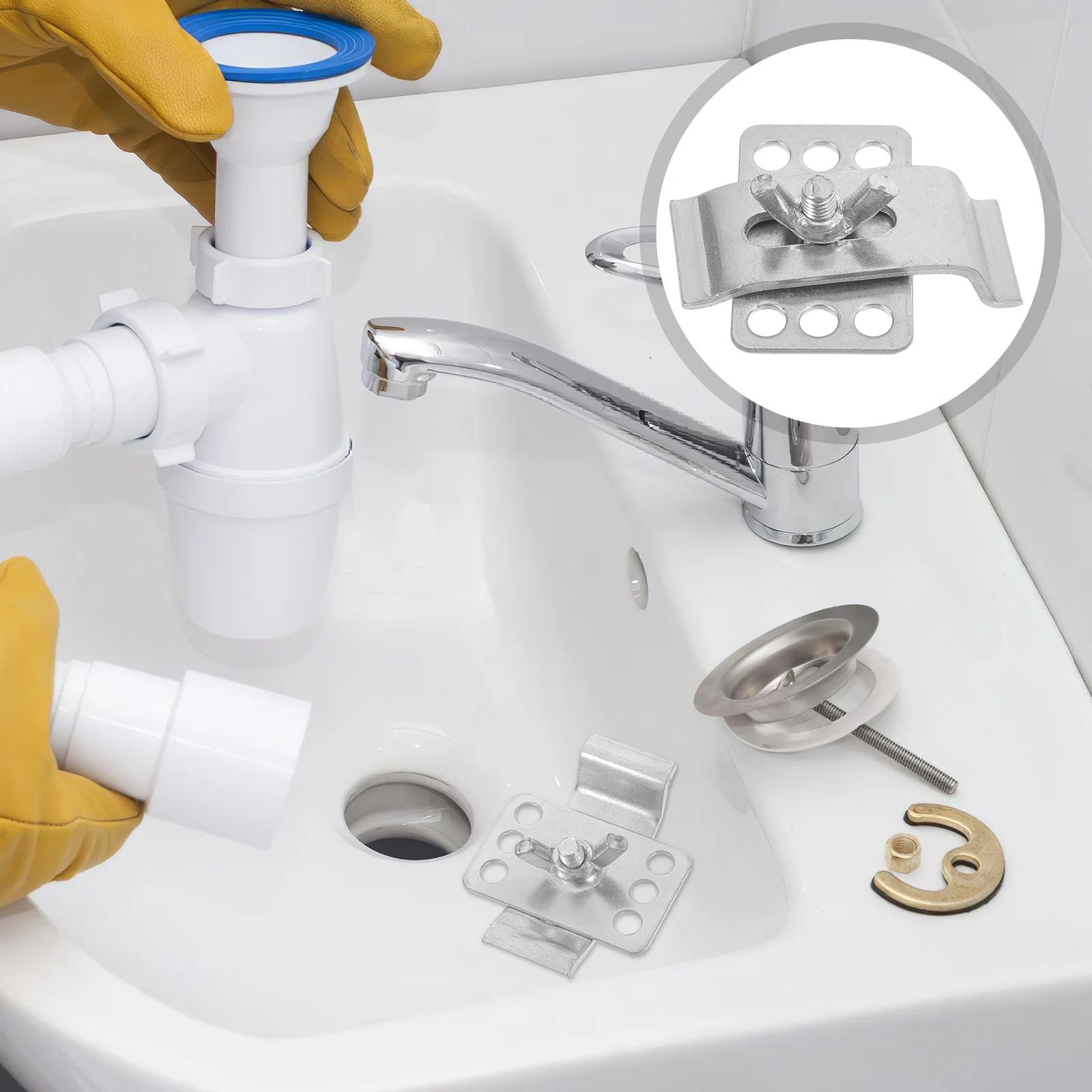 6pcs Hardware Fasteners Metal Undermount Sink Brackets Kitchen Bathroom Mounting Clips Supports Secure Fixation Sink Mount