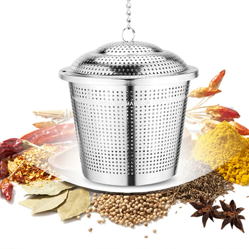 Stainless Steel Cooking Spices Infuser Fine Mesh Loose Tea Herbal Strainer Filter With Extended Chain Kitchen Accessories tea infuser