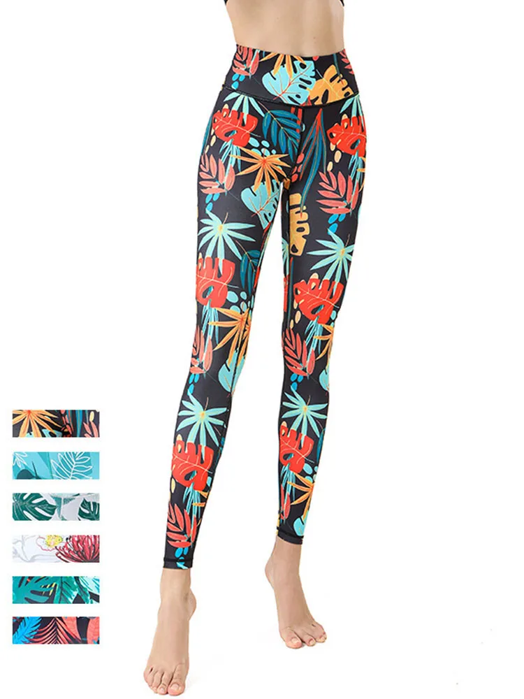 

SVOKOR Women's Print Leggings Sexy Hip Lifting Fitness Pants Quick Drying Seamless Workout Tights Elastic Slim Clothing
