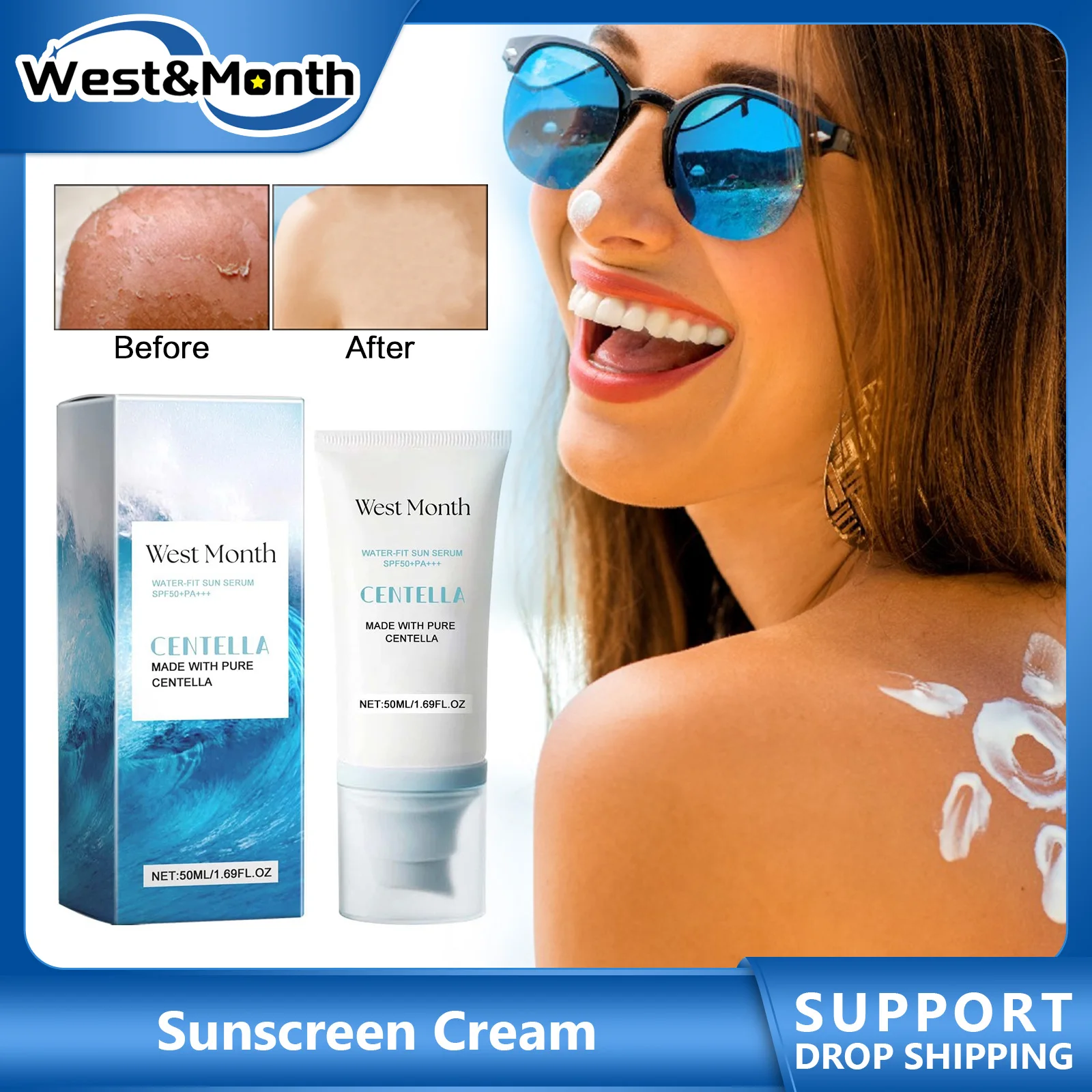 Sunscreen Cream Whitening Skin Oil Contral Body Refreshing Long Lasting Uv Protector Sunblock Moisturizer Waterproof Sun Cream