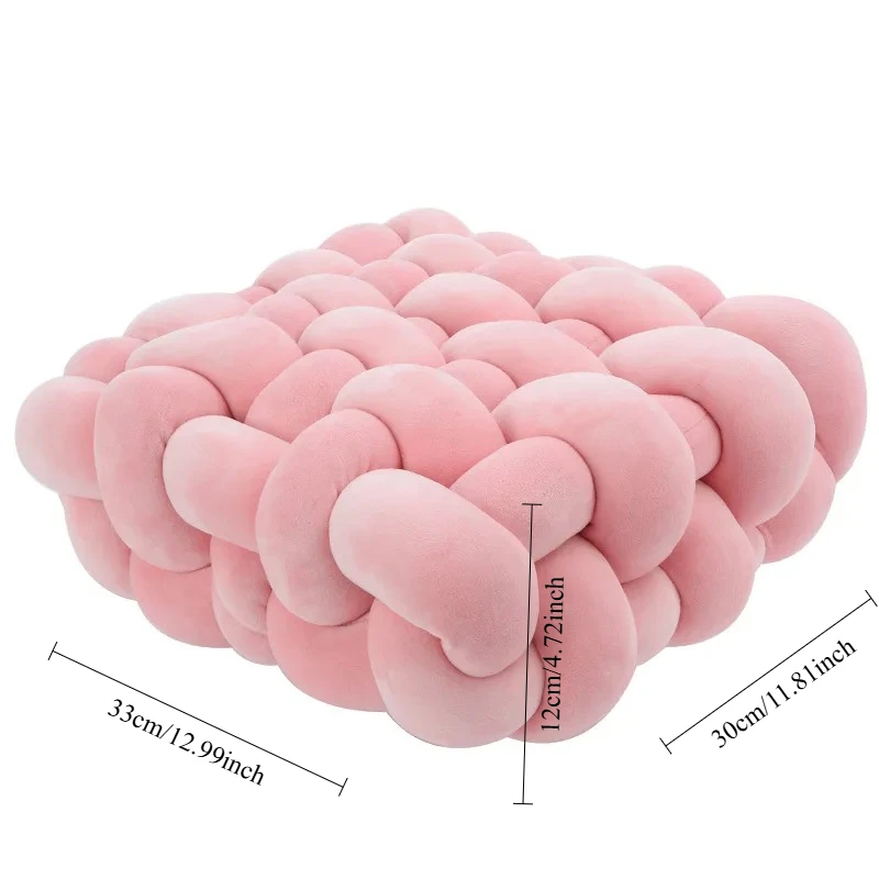 Living Room Soft Plush Knot Cushion,Sofa Pillow Solid Square Hand-Woven Home Throw Pillow,Square Woven Seat Cushion