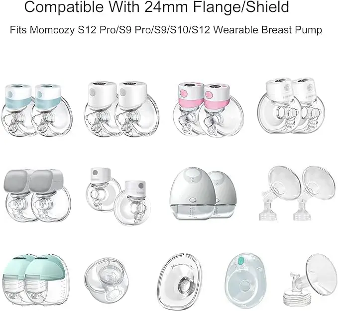 Flange Insert 13/15/17/19/21mm Compatible with Medela/Spectra/XIMYRA/YOUHA/TSRETE/Momcozy S12/S12Pro Breast pump 24mm Flange 5