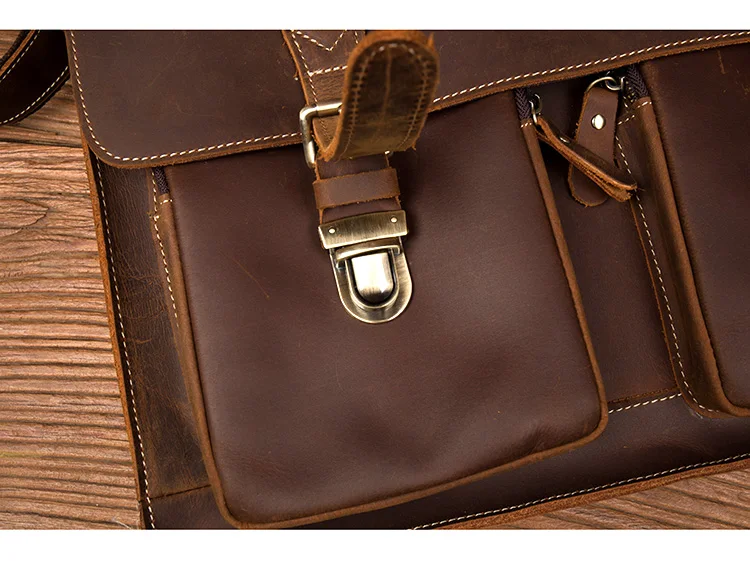 Distressed Brown Laptop Shoulder Bag Briefcase