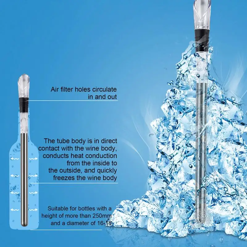 

Wine Chiller 3-in-1 Stainless Steel Wine Bottle Cooler Stick Rapid Iceless Wine Chilling Rod With Aerator And Pourer Wine Access