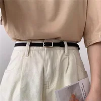 Fashion PU Leather Thin Belt For Women Waistband Ladies Dress Clothes Decorative Girdle Strap Female Metal Pin Buckle Jeans Belt