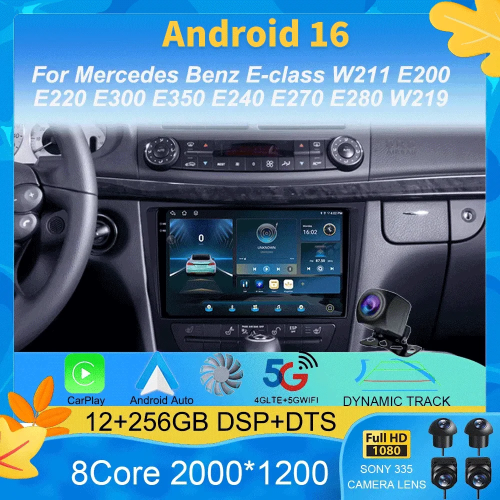 Android 16 Car Radio For Mercedes Benz E Class S211 W211 CLS Class C219 Multimedia Video Player Navigati