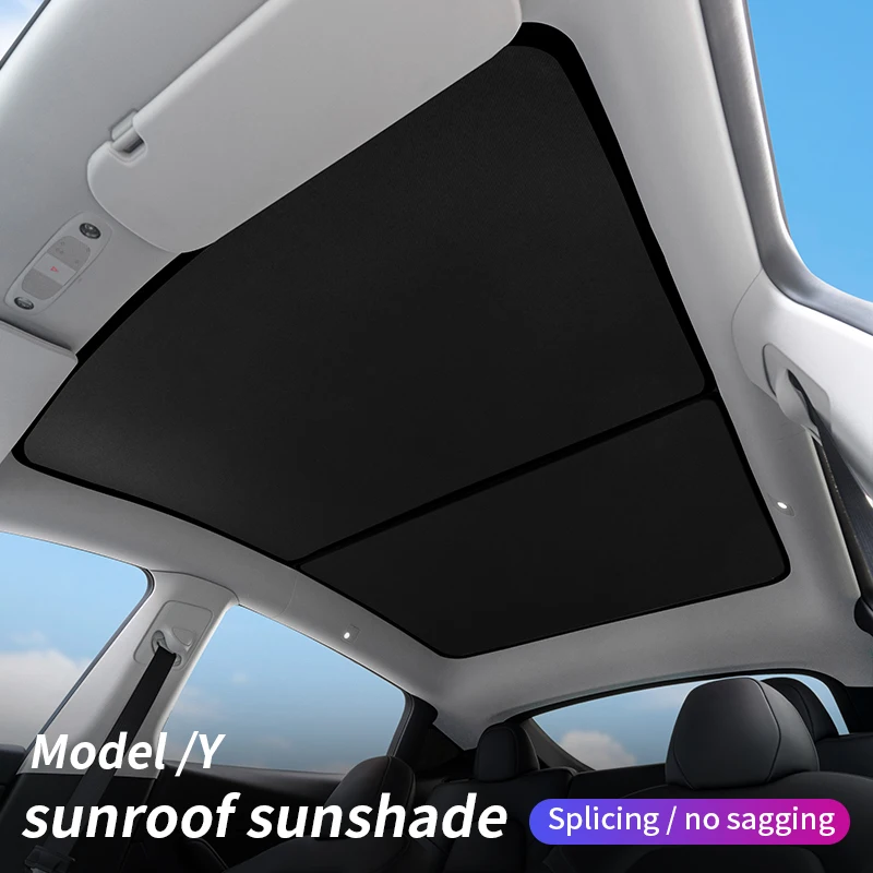 Tesla Model 3Y Sunroof Skylight Sunshade with Ice Cloth Buckle - Front and  Rear Glass Roof Sun Shade Upgrade