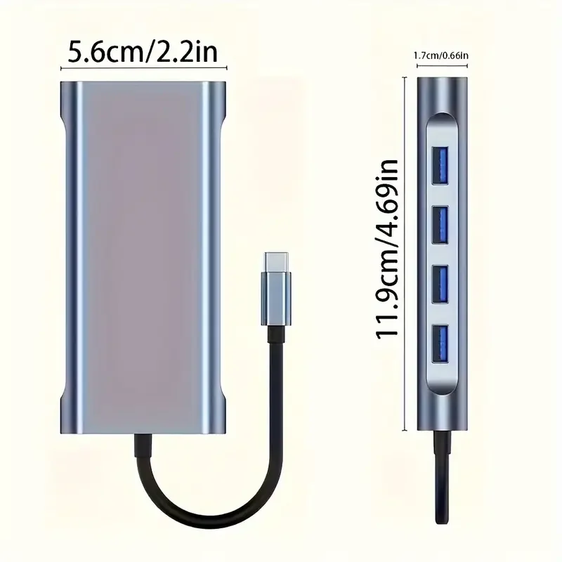 11-In-1 USB-C Hub 3 USB 3.0 PD Charging 100M Ethernet VGA HDTV 4K Ultra HD Audio Jack SD/TF Card Reader