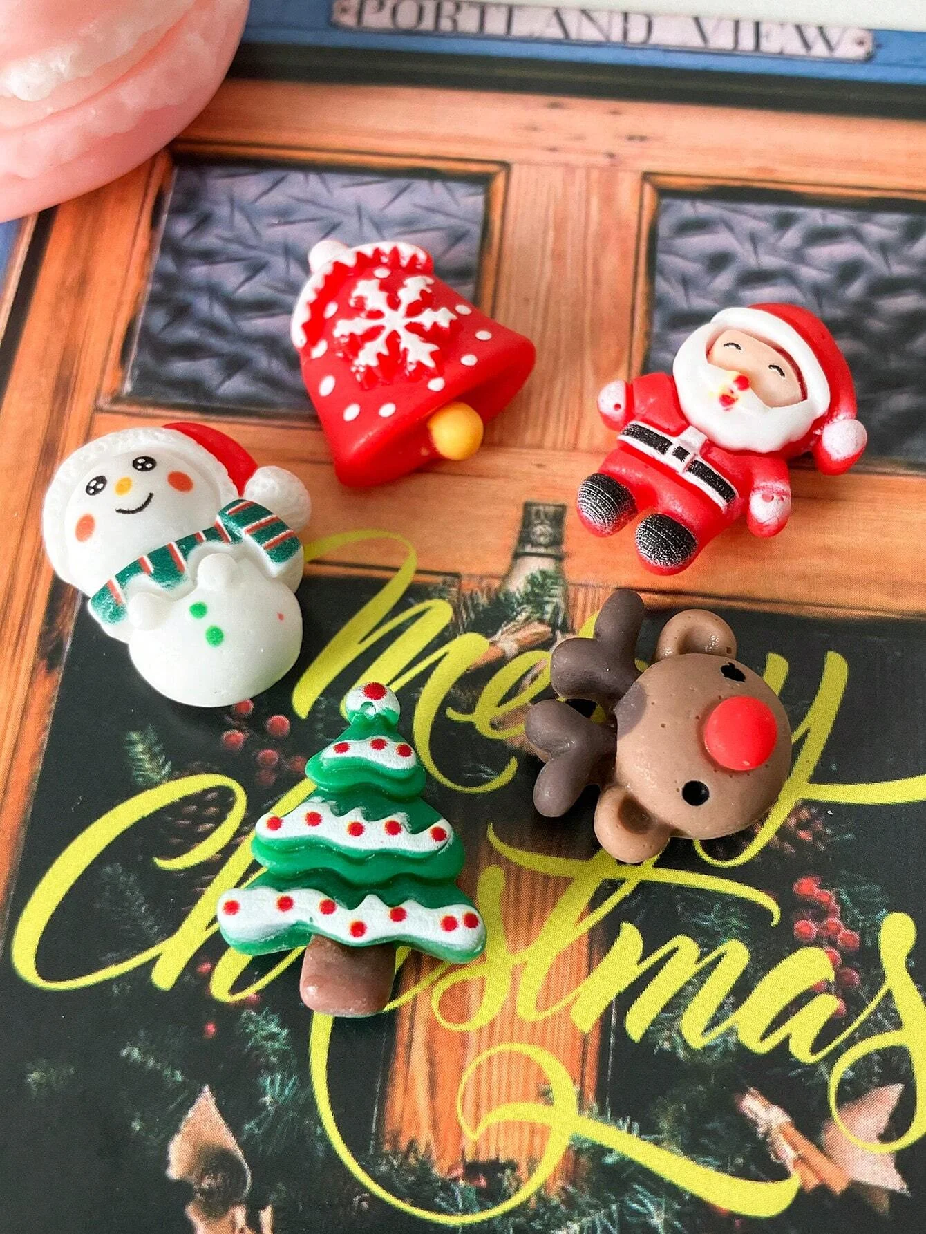 Cute Mini Christmas Reindeer Resin Home Decoration Fridge Magnets Christmas Decor Holiday Refrigerator Magnets Gifts 5Pcs