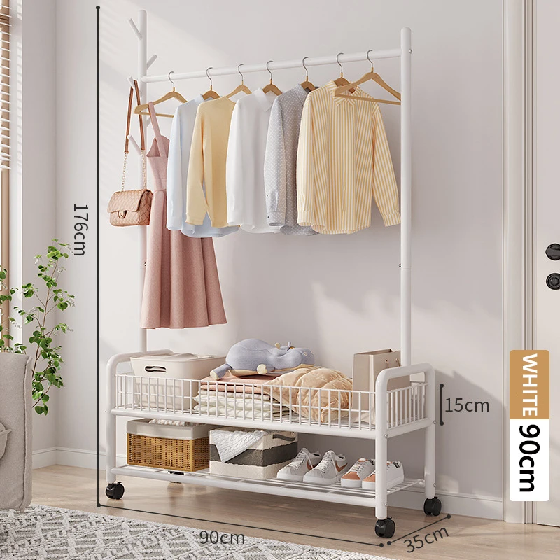 Movable Clothes Rack Floor Hanger Stand Storage Wardrobe Hat Stand Storage Box Bedroom Furniture perchero de pie Coat Rack clothes rack