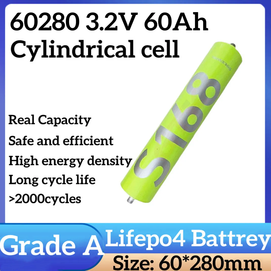 

GTK 60280 3.2V 60Ah Cylindrical Lifepo4 Rechargeable Battery for DIY 12V 24V 48V 60V 60Ah 300Ah EV UPS Solar System Battery Pack