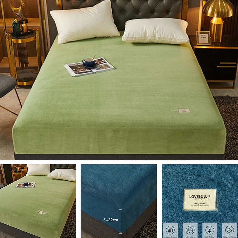 WTEMPO Soft Warm Coral Fleece Bedding Set Winter Sheet Bedspread Sofa Wash Flannel Duvet Cover Set main image 1