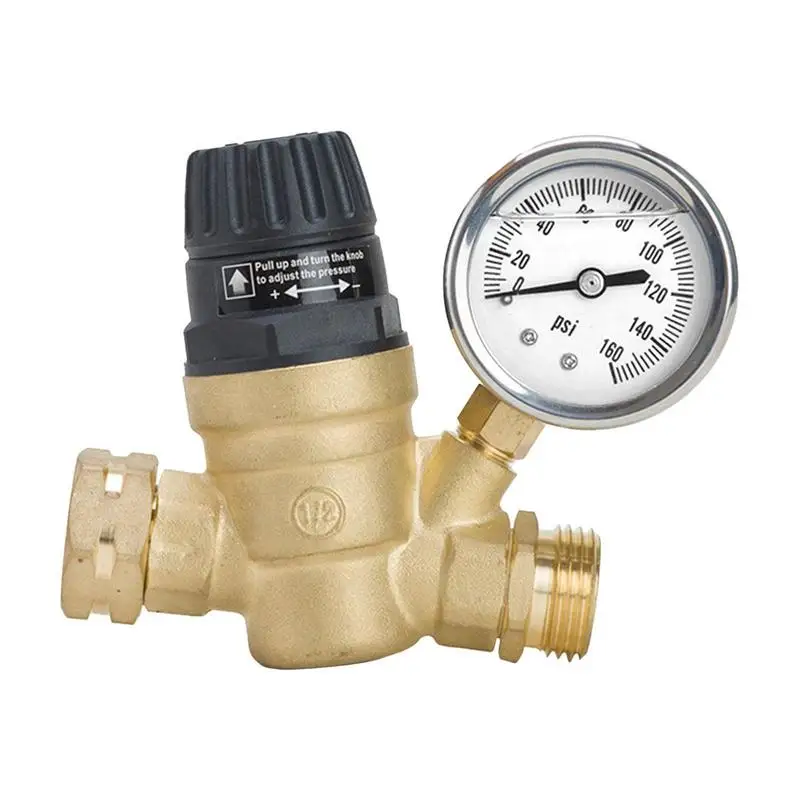 

Adjustable Water Pressure Regulator Brass Water Pressure Reducer Regulator Handwheel Adjustment Water Pressure Regulation Tool