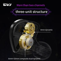 CVJ Night Elf Dual-Channel 3 Dynamic Driver In-Ear Wired HIFI Headphones High-Quality Earbuds with Microphone 3.5mm 2