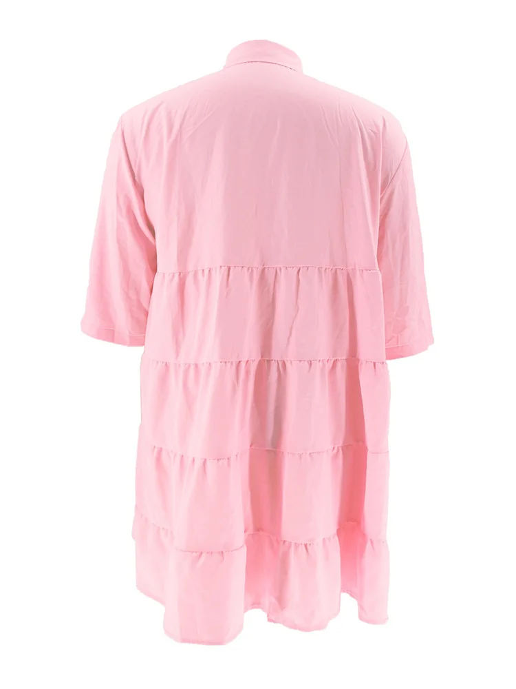 Wmstar Plus Size Dresses for Women Casual Loosse Solid Elegant Holiday Summer Clothes Mini Dresses Wholesale Dropshipping 2025